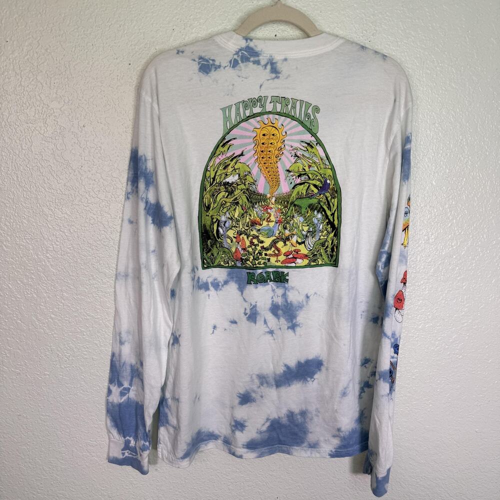 Roark Shirt Mens Small Happy Trails Mushrooms Tie Dye Graphic Tee Long Sleeve